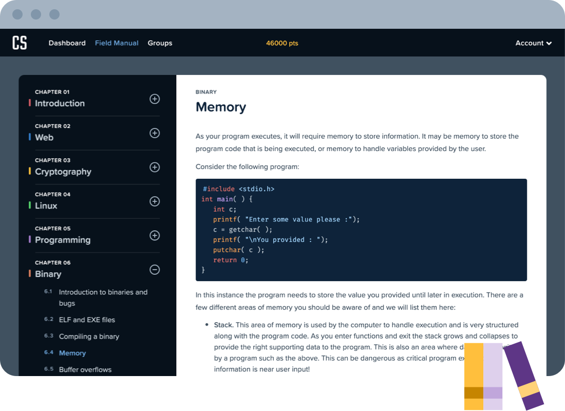 An example entry in the Field Manual covering memory.